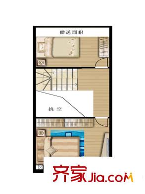 半山LOFT3米9戶型挑空2樓 2室1廳1衛(wèi)1廚