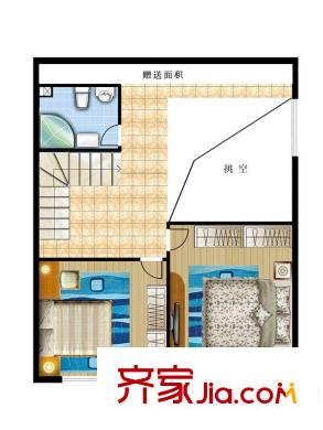 半山LOFT7米8戶型2樓 2室1廳1衛(wèi)1廚