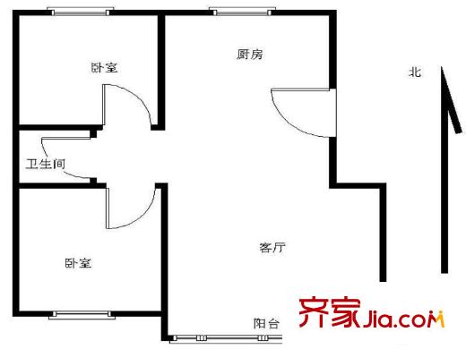 海廈泓久花園 2室 戶型圖