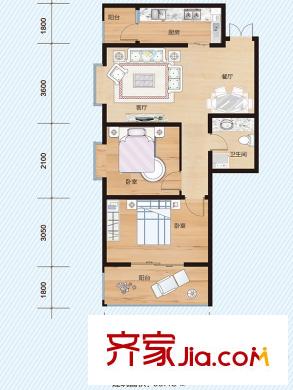 美泰金座B-01戶型 2室1廳1衛(wèi)1廚