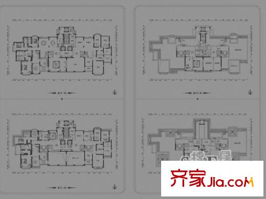 恒大華府2號樓1單元首層平面圖 3室2廳2衛(wèi)1廚