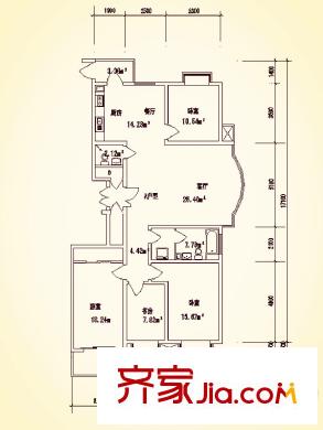文湃苑4#A戶型 4室2廳2衛(wèi)1廚