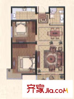 奧龍灣3#樓3單元A戶型 2室2廳1衛(wèi)1廚