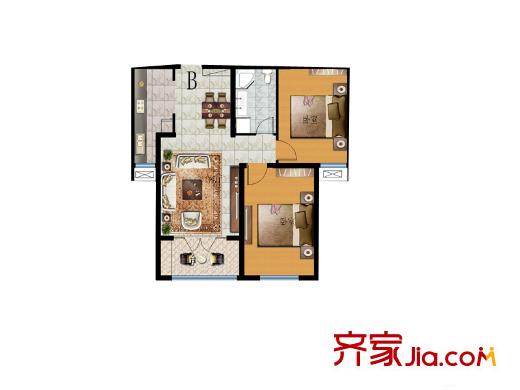 佳星園小區(qū)B戶型 2室2廳1衛(wèi)