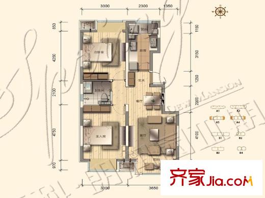 晉中萬科?朗潤(rùn)園雅韻軒92平方米端戶 2室2廳1衛(wèi)1廚