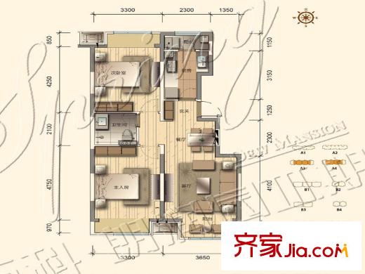 晉中萬科?朗潤(rùn)園雅韻軒92平方米中戶 2室2廳1衛(wèi)1廚