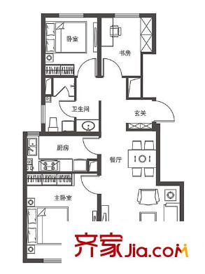 天泰微社區(qū)戶型圖3室戶型圖 3室2廳1衛(wèi)1廚