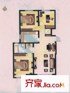 辰興文教城五期D1戶型 3室2廳1衛(wèi)1廚