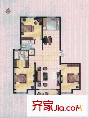 辰興文教城五期A1戶型 3室2廳2衛(wèi)1廚