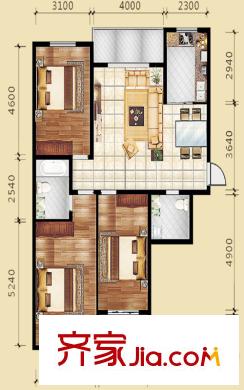 天賜康緣新區(qū)三居戶型一 3室2廳2衛(wèi)1廚