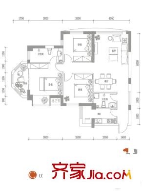 海唐?星光廣場C-07戶型 3室2廳2衛(wèi)1廚
