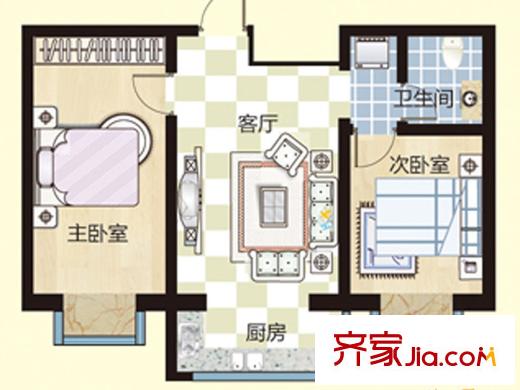 易居時(shí)代C戶型 2室1廳1衛(wèi)1廚