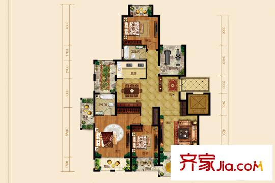 花溪谷f3戶型 3室2廳2衛(wèi)1廚