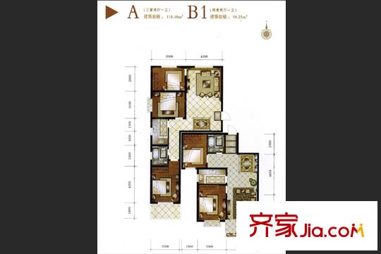 江南?御瀾灣1#樓標(biāo)準(zhǔn)層A戶(hù)型 3室2廳1衛(wèi)1廚