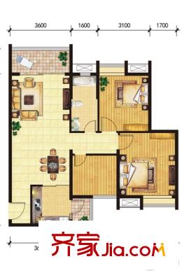 東山雅居11號(hào)樓8戶型 3室2廳1衛(wèi)1廚