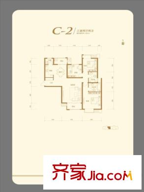 首開?國風(fēng)上觀C-2戶型 3室2廳2衛(wèi)1廚