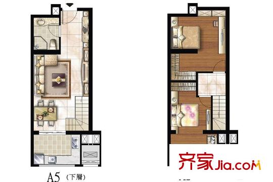 嘉地G20 5米4A5戶型 2室2廳1衛(wèi)1廚