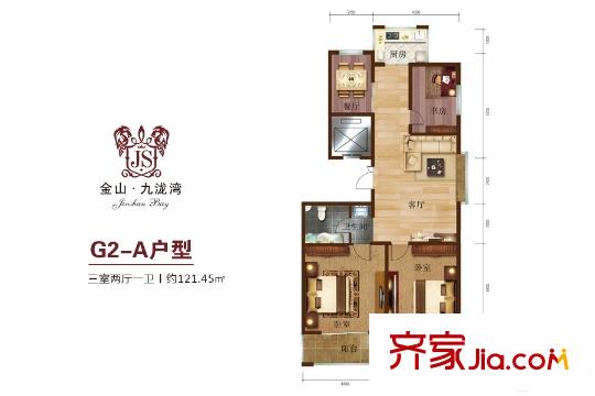金山?九瀧灣小高層G2-A戶型 3室2廳1衛(wèi)1廚