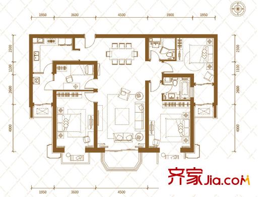 合生御龍城B戶型 4室2廳2衛(wèi)1廚