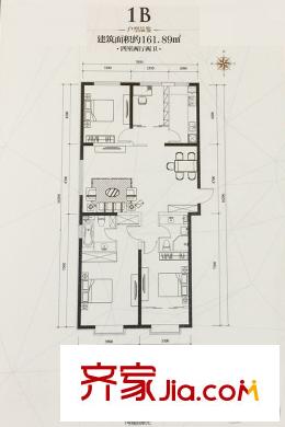 五龍灣?府東天地1B戶型 4室2廳2衛(wèi)1廚