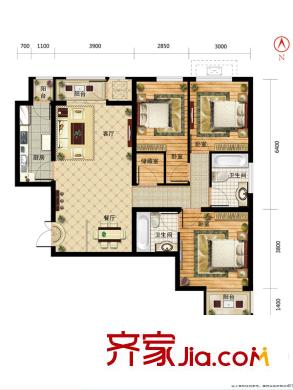 學(xué)府?未來城14#A戶型 3室2廳2衛(wèi)1廚