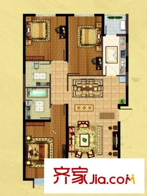 蘭亭?御湖城四期F戶型 3室2廳2衛(wèi)1廚