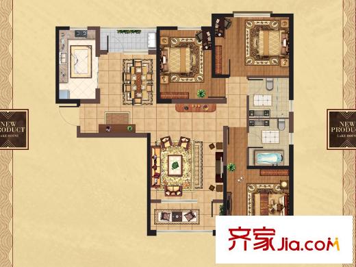 蘭亭?御湖城四期C戶型 3室2廳2衛(wèi)1廚