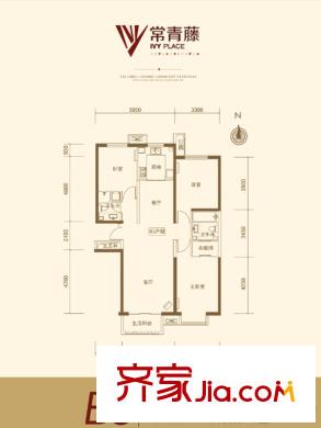競(jìng)杰?常青藤3#4#5#B3戶型 3室2廳2衛(wèi)1廚