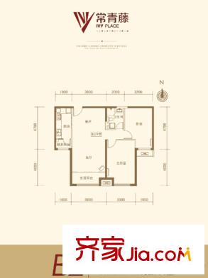 競(jìng)杰?常青藤3#4#5#B2戶型 2室2廳1衛(wèi)