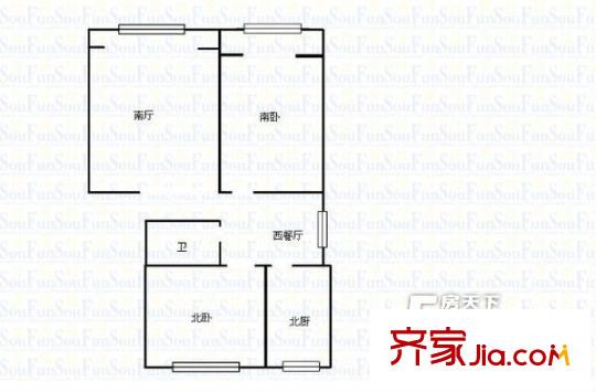 四平支路小區(qū)戶型圖2室 2室2廳1衛(wèi)1廚