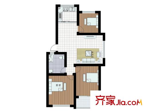 東城家園戶型圖B戶型 3室2廳1衛(wèi)1廚