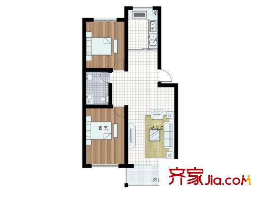 東城家園戶型圖C戶型 2室2廳1衛(wèi)1廚