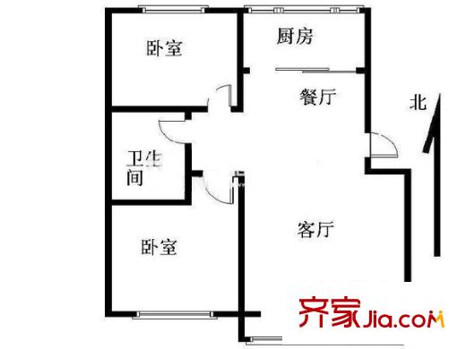 永樂佳園戶型圖2室戶型圖 2室2廳1衛(wèi)1廚