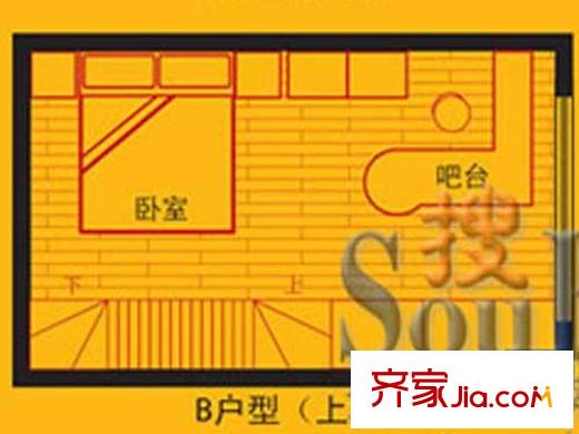 秀墅戶型圖B戶型上層 1室