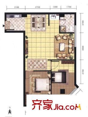 迎澤世紀(jì)城A戶型 2室1廳1衛(wèi)1廚