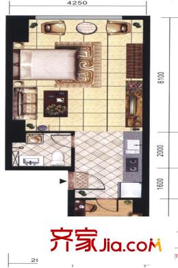 迎澤世紀(jì)城D戶型 2室1廳1衛(wèi)1廚