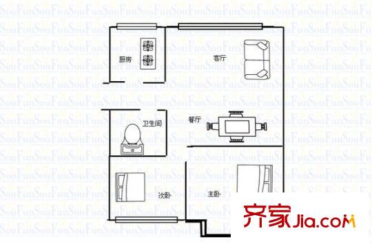 城建曙光山色 2室 戶(hù)型圖