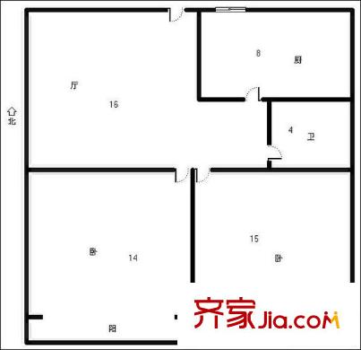 敦化家園戶型圖2室 2室1廳1衛(wèi)1廚