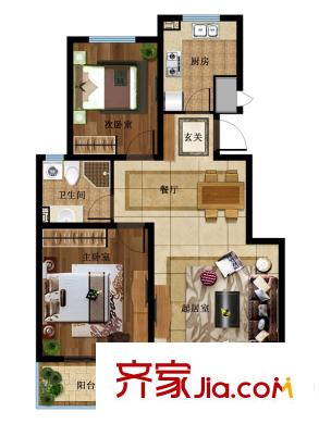 盛大名筑1、2號(hào)樓A戶型 2室2廳1衛(wèi)1廚