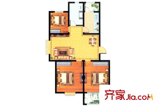 港城華府5#、7#、12#標(biāo)準(zhǔn)層B戶型 3室2廳2衛(wèi)1廚