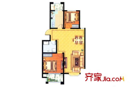 港城華府5#、7#、12#標(biāo)準(zhǔn)層H戶型 2室2廳1衛(wèi)1廚