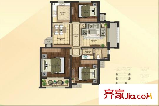 瑯琊臺家園A戶型 3室2廳1衛(wèi)1廚
