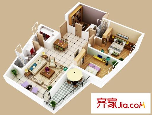 青島銀沙軒1、2號樓140平方米套三戶型 3室2廳2衛(wèi)1廚