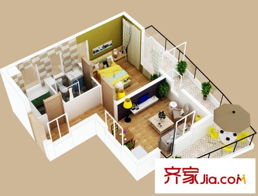 青島銀沙軒1、2號樓53平方米套一戶型 1室1廳1衛(wèi)1廚