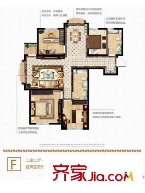 云翔卡納源筑9#11-13#雙邊戶F戶型 3室2廳1衛(wèi)1廚