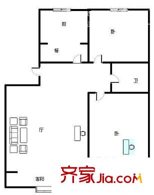 海泊雅居戶型圖2室戶型圖 2室2廳1衛(wèi)1廚