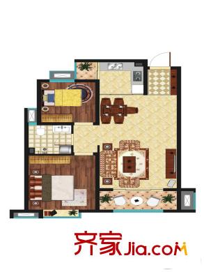 藍(lán)海國際C戶型圖 2室2廳1衛(wèi)1廚
