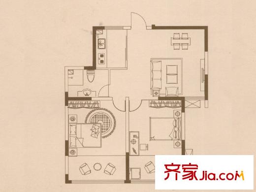 桓竹苑7號樓B戶型 2室2廳1衛(wèi)