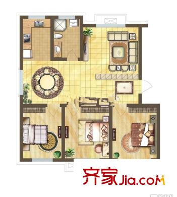 天悅?cè)A府46、49、50、51#A戶型 3室2廳1衛(wèi)1廚