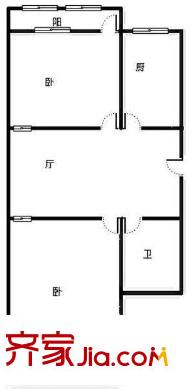 長江新村戶型圖2室戶型圖 2室1廳1衛(wèi)1廚